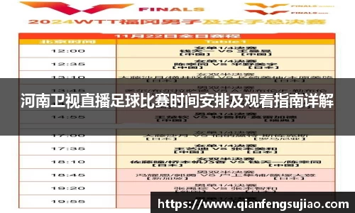 河南卫视直播足球比赛时间安排及观看指南详解