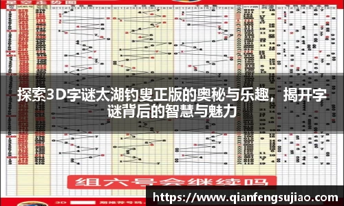 探索3D字谜太湖钓叟正版的奥秘与乐趣，揭开字谜背后的智慧与魅力
